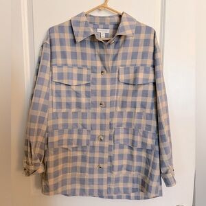 Topshop Blue and Cream Utility Jacket